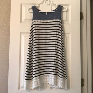 Boho Denim and Stretch Lace Dress